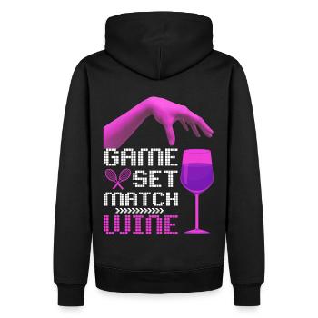 Tennis Quote Game Set Match, Wine Funny Quote - Sweat à capuche Premium bio Homme - noir - Dos - Nico (187cm)