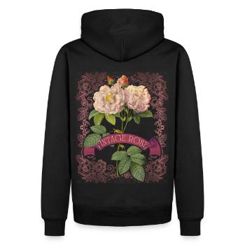 Roses millésimées, roses Redoute, illustration antique - Sweat à capuche Premium bio Homme - noir - Dos - Nico (187cm)