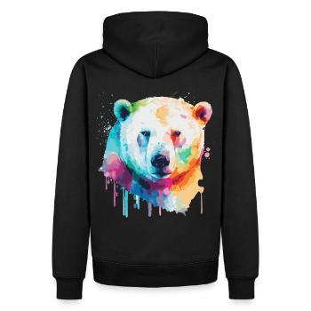 Watercolor Polar Bear Colorful Cute Bear Lover - Männer Premium Bio Hoodie - Schwarz - Hinten - Nico (187cm)