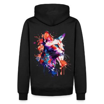 Watercolor Siamese Cat Colorful Siam Cats Lover - Männer Premium Bio Hoodie - Schwarz - Hinten - Nico (187cm)