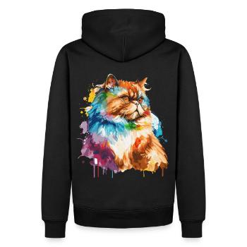 Aquarelle Chat Persan Coloré Chats Persans Amoureux - Sweat à capuche Premium bio Homme - noir - Dos - Nico (187cm)