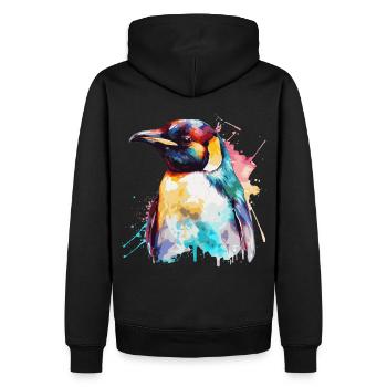 Watercolor Penguin Cute Colorful Penguins Lover - Men’s Premium Organic Hoodie - black - Back - Nico (187cm)