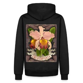 Vintage Orchidee botanische Illustration Spruch - Männer Premium Bio Hoodie - Schwarz - Hinten - Nico (187cm)
