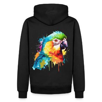 Aquarelle Ara Rouge Perroquet Coloré Oiseaux Amoureux - Sweat à capuche Premium bio Homme - noir - Dos - Nico (187cm)