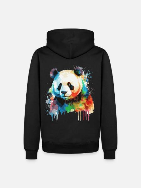 Colorful Watercolor Panda Bear Cute Bear Lover - Männer Premium Bio Hoodie - Schwarz