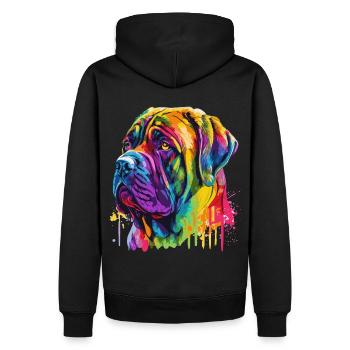 Watercolor English Mastiff Colorful Pet Mastiffs D - Männer Premium Bio Hoodie - Schwarz - Hinten - Nico (187cm)