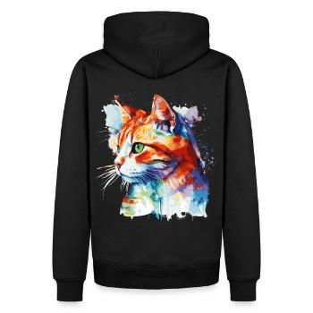 Aquarelle Chat Européen à poil court Chat coloré Lov - Sweat à capuche Premium bio Homme - noir - Dos - Nico (187cm)