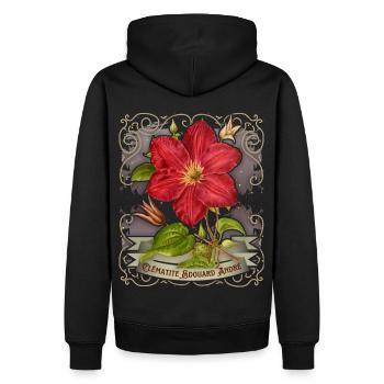 Vintage Clematis botanische Illustration - Männer Premium Bio Hoodie - Schwarz - Hinten - Nico (187cm)