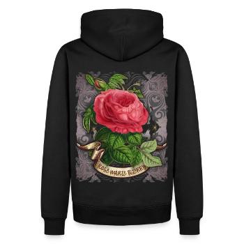 Antike Rose vintage botanische Illustration - Männer Premium Bio Hoodie - Schwarz - Hinten - Nico (187cm)