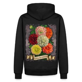 Vintage Dahlien botanische Blumen Illustration - Männer Premium Bio Hoodie - Schwarz - Hinten - Nico (187cm)