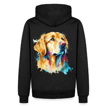 Watercolor Golden Retriever Cute Colorful Pet Dog - Männer Premium Bio Hoodie - Schwarz - Hinten - Nico (187cm)