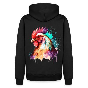 Aquarelle Poulet Mignon Coloré Poulet Fermier - Sweat à capuche Premium bio Homme - noir - Dos - Nico (187cm)