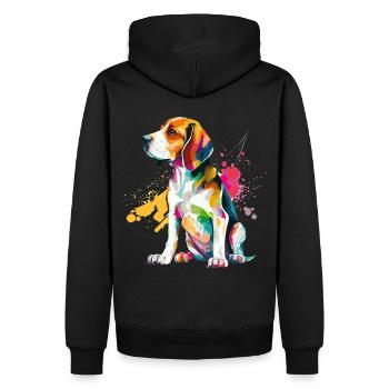 Watercolor Beagle Cute Colorful Pet Dog - Men’s Premium Organic Hoodie - black - Back - Nico (187cm)