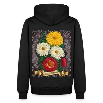 Vintage Chrysantheme Blume botanische Illustration - Männer Premium Bio Hoodie - Schwarz - Hinten - Nico (187cm)