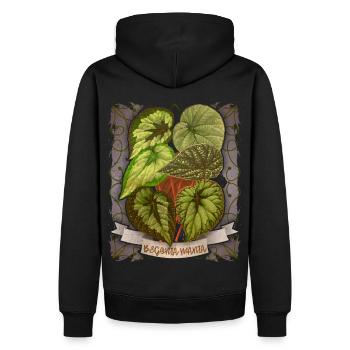 Illustration botanique de fleur de bégonia vintage - Sweat à capuche Premium bio Homme - noir - Dos - Nico (187cm)
