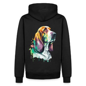 Watercolor Basset Hound Cute Colorful Pet Dog - Männer Premium Bio Hoodie - Schwarz - Hinten - Nico (187cm)