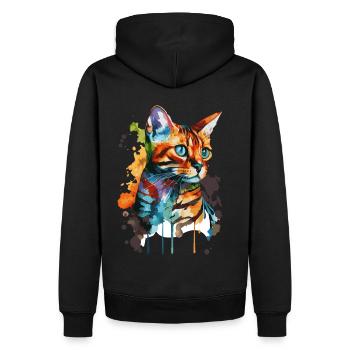 Aquarelle Bengal Cat Colorful Cat Lover - Sweat à capuche Premium bio Homme - noir - Dos - Nico (187cm)