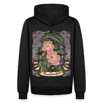 Vintage Thunbergia Blume botanische Illustration - Männer Premium Bio Hoodie - Schwarz - Hinten - Nico (187cm)