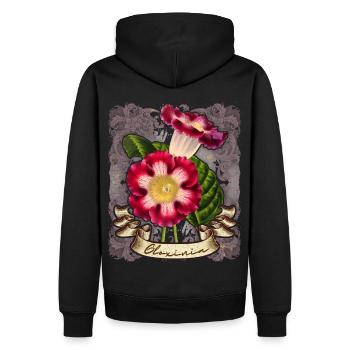 Vintage Gloxinie Blume botanische Illustration - Männer Premium Bio Hoodie - Schwarz - Hinten - Nico (187cm)