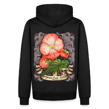 Illustration botanique vintage fleur de bégonia - Sweat à capuche Premium bio Homme - noir - Dos - Nico (187cm)