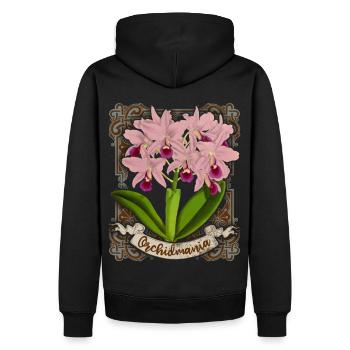 Antike Orchideen Illustration, vintage Orchidee - Männer Premium Bio Hoodie - Schwarz - Hinten - Nico (187cm)