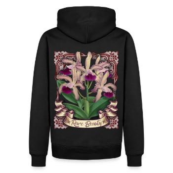 Vintage Orchideen Illustration, antike Orchidee - Männer Premium Bio Hoodie - Schwarz - Hinten - Nico (187cm)