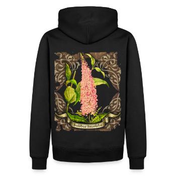 Alte botanische Illustration Schmetterlingsflieder - Männer Premium Bio Hoodie - Schwarz - Hinten - Nico (187cm)