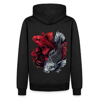 Pisces Koi Fish Zodiac Astrology Sign Japanese Aes - Männer Premium Bio Hoodie - Schwarz - Hinten - Nico (187cm)