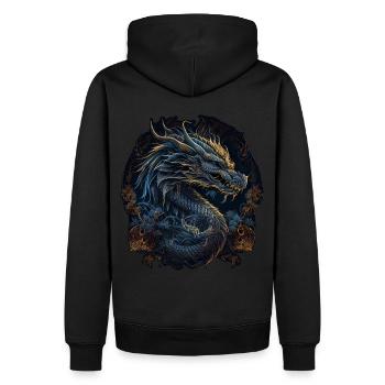 Traditional Chinese Dragon Zodiac Astrology Lunar - Men’s Premium Organic Hoodie - black - Back - Nico (187cm)