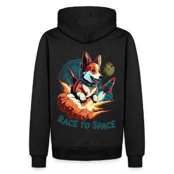 SpaceDog Hund Hundeliebhaber Weltall Design - Männer Premium Bio Hoodie - Schwarz - Hinten - Nico (187cm)