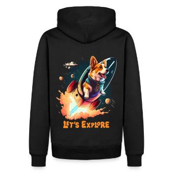 SpaceDog Hund Hundeliebhaber Weltall Design - Männer Premium Bio Hoodie - Schwarz - Hinten - Nico (187cm)