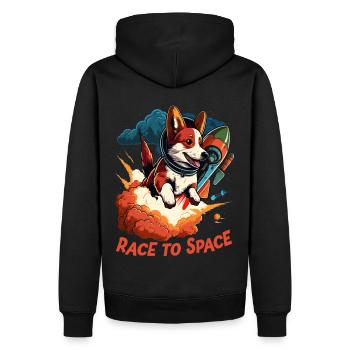 SpaceDog Hund Hundeliebhaber Weltall Design - Männer Premium Bio Hoodie - Schwarz - Hinten - Nico (187cm)