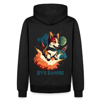 SpaceDog Hund Hundeliebhaber Weltall Design - Männer Premium Bio Hoodie - Schwarz - Hinten - Nico (187cm)