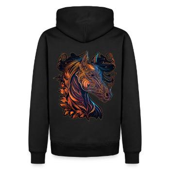 Year Of The Horse Chinese Zodiac Animal Astrology - Men’s Premium Organic Hoodie - black - Back - Nico (187cm)