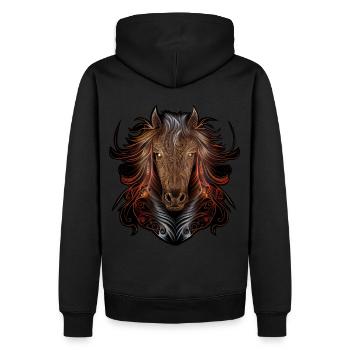 Abstract Horse Zodiac Animal Chinese Horoscope - Men’s Premium Organic Hoodie - black - Back - Nico (187cm)