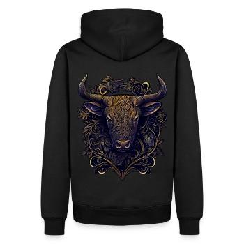 Année du Buffle Taureau Abstrait Chinois Zodiaque Spir - Sweat à capuche Premium bio Homme - noir - Dos - Nico (187cm)
