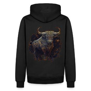 Chinese Zodiac Sign Mandala Ox Animal Astrology - Men’s Premium Organic Hoodie - black - Back - Nico (187cm)