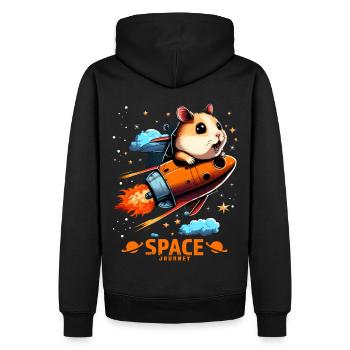 Space Hamster Hamster Lovers Space Design - Sweat à capuche Premium bio Homme - noir - Dos - Nico (187cm)