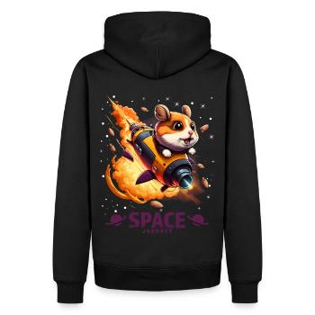 Space Hamster Hamster Lovers Space Design - Sweat à capuche Premium bio Homme - noir - Dos - Nico (187cm)