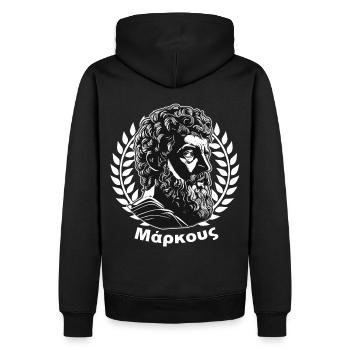 Marcus Aurelius Greek Stoic Philosopher Stoicism - Men’s Premium Organic Hoodie - black - Back - Nico (187cm)
