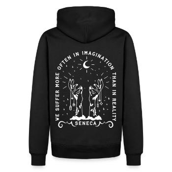 Seneca Souffrance Citation Santé mentale Stoïque Philoso - Sweat à capuche Premium bio Homme - noir - Dos - Nico (187cm)