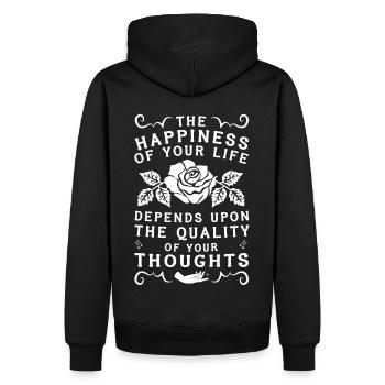 Marcus Aurelius Stoic Philosophy Happiness Quote W - Men’s Premium Organic Hoodie - black - Back - Nico (187cm)
