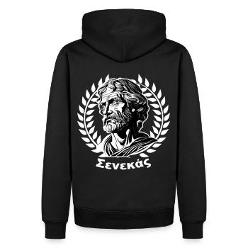 Seneca Roman Stoic Philosophy Ancient Stoicism - Männer Premium Bio Hoodie - Schwarz - Hinten - Nico (187cm)