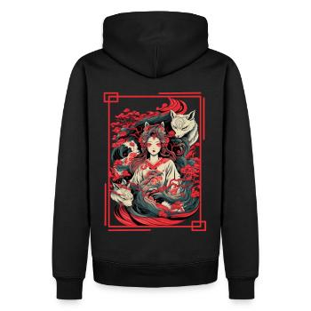 Ancient Japanese Deity Amaterasu Shinto Kami Sun G - Männer Premium Bio Hoodie - Schwarz - Hinten - Nico (187cm)