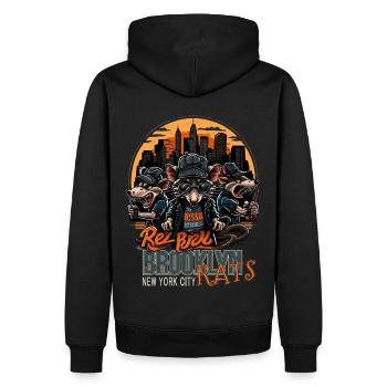 New York : Brooklyn Rat Rat - Sweat à capuche Premium bio Homme - noir - Dos - Nico (187cm)