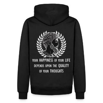 Marcus Aurelius Stoic Philosopher Stoicism Happine - Men’s Premium Organic Hoodie - black - Back - Nico (187cm)