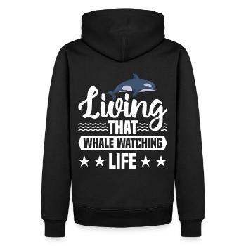 Whale Watching Whale Watching Orca Blue Whale - Men’s Premium Organic Hoodie - black - Back - Nico (187cm)