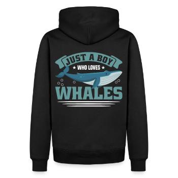 Observation des baleines Observation des baleines Orques Bleu Baleine - Sweat à capuche Premium bio Homme - noir - Dos - Nico (187cm)