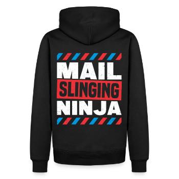 Postbote Briefträger Brief Paketdienst Geschenk - Männer Premium Bio Hoodie - Schwarz - Hinten - Nico (187cm)