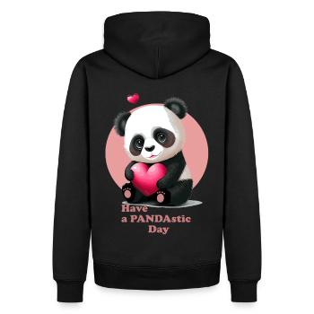 Have a Pandastic Day Cute Valentines Day Panda Hea - Men’s Premium Organic Hoodie - black - Back - Nico (187cm)